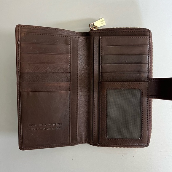 VTG Valentina Brown Leather Wallet with Gold Accent EUC. - Picture 7 of 16